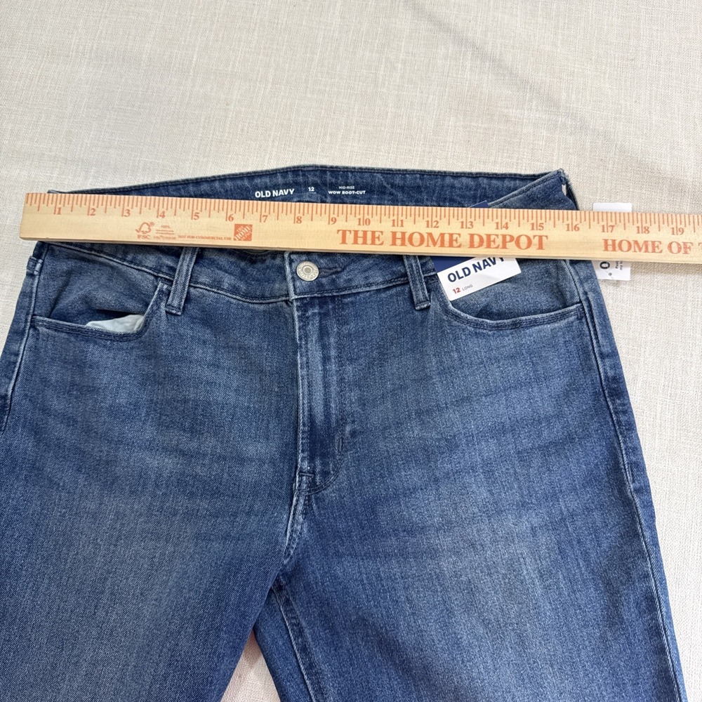 Old Navy Wow Bootcut Jeans Womens 12 Long Blue Mid Rise Stretch Denim Y2K - Picture 7 of 12